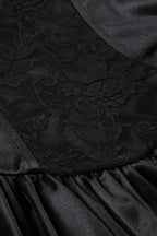 V-Neck Lace Patchwork Sleeveless Mini Dress with High Waist Slim Fit
