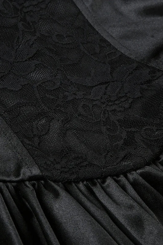 V-Neck Lace Patchwork Sleeveless Mini Dress with High Waist Slim Fit