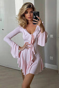 Slim Deep V Neck Mini Dress