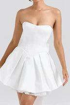Slim Strapless Sleeveless Pleated Mini Dress