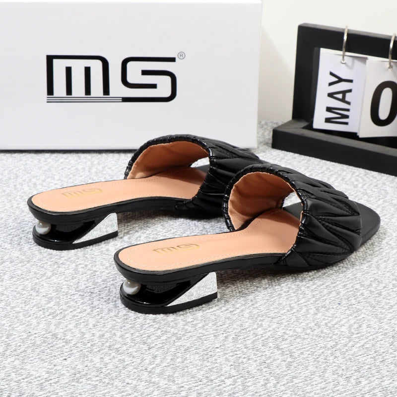 Summer low-heeled fairy slippers with 3CM thick heel