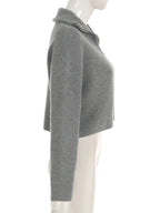 Casual Solid Zipper Knitted Cardigans Slim Turn-Down Collar Long Sleeve Sweater Coats Women Autumn Winter Fashion