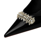 Rhinestone Women Pumps in Patent Leather with High Heels for Luxury Banquets