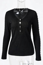 V-Neck Bubble Bead Long Sleeve Mini Dress