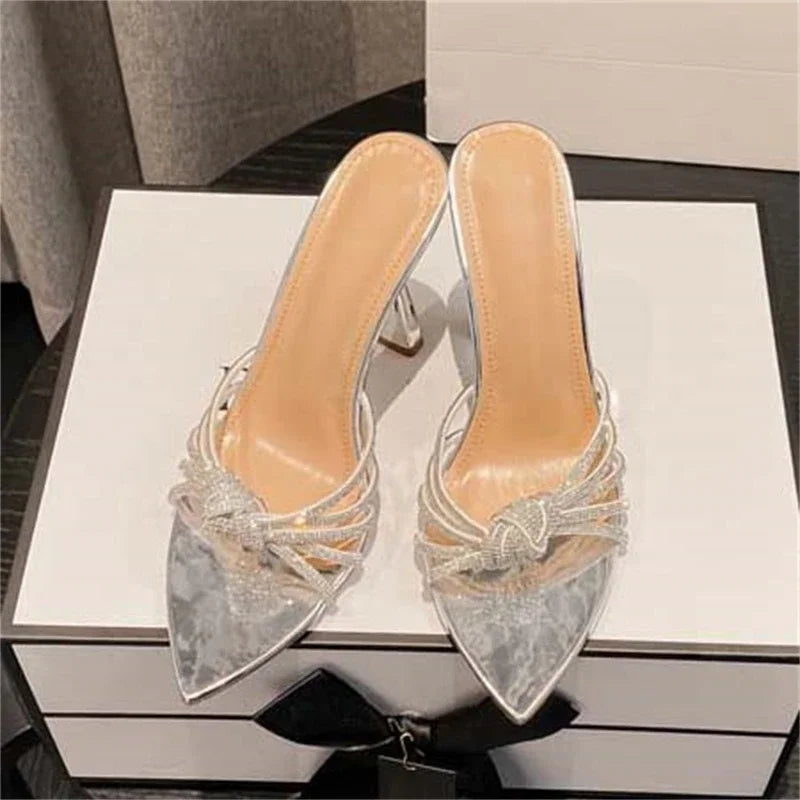 CRYSTAL Narrow Band Women Slipper High Heels