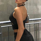 Sexy Backless Y2K Black Asymmetrical Slim Cami Top