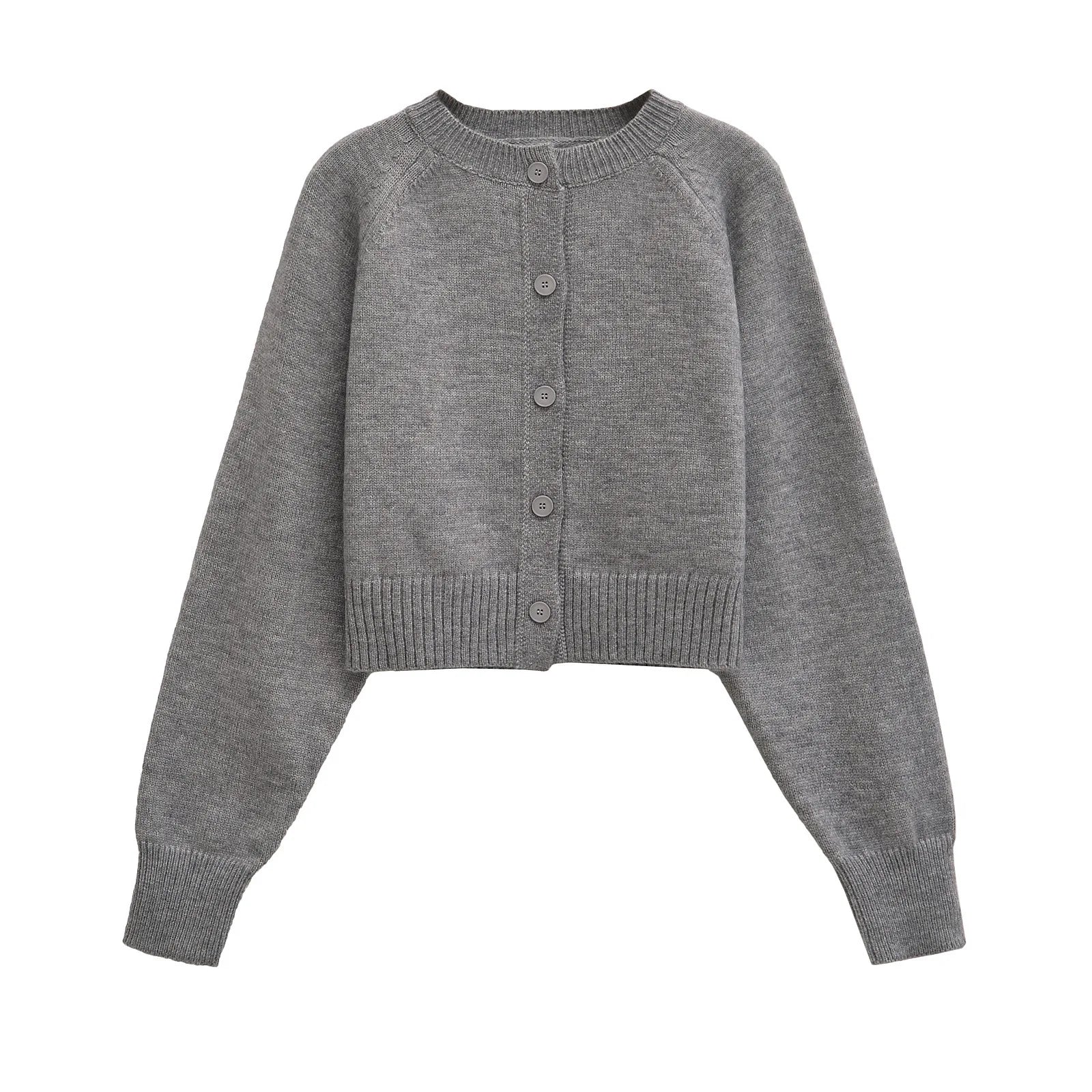 Solid Cropped Cardigan Sweater Women Autumn Long Sleeve O Neck Single Breasted Jumpers New Casual Fashion Knitted Outerwear