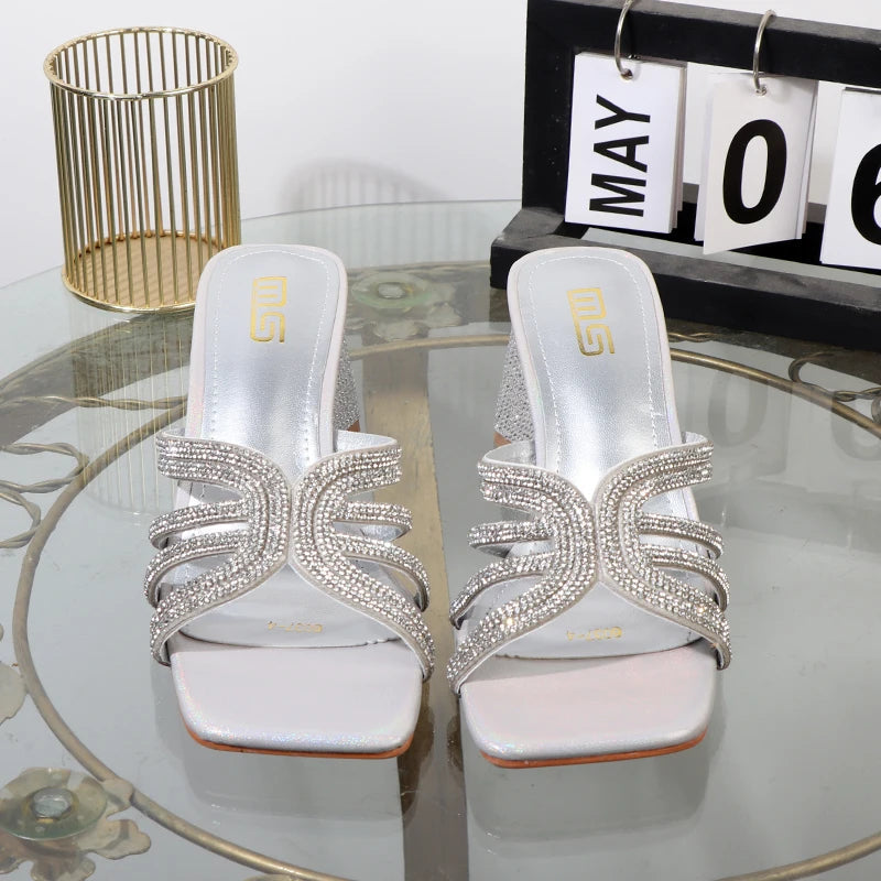 Luxurious Hollowed Out High Heel Slippers for Summer Fashion