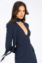V-Neck Long Sleeve Mini Dress