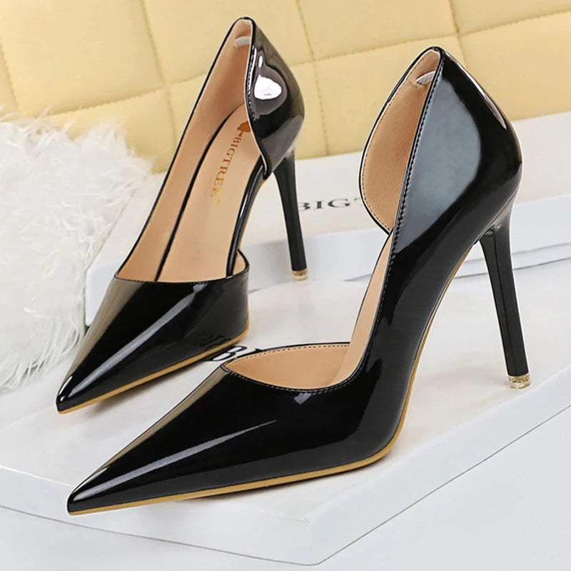Yellow High Heel Patent Leather Women Pumps for Fashionable Wedding - Size 11 C