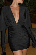 Elegant Deep V Neck Bodycon Mini Dress
