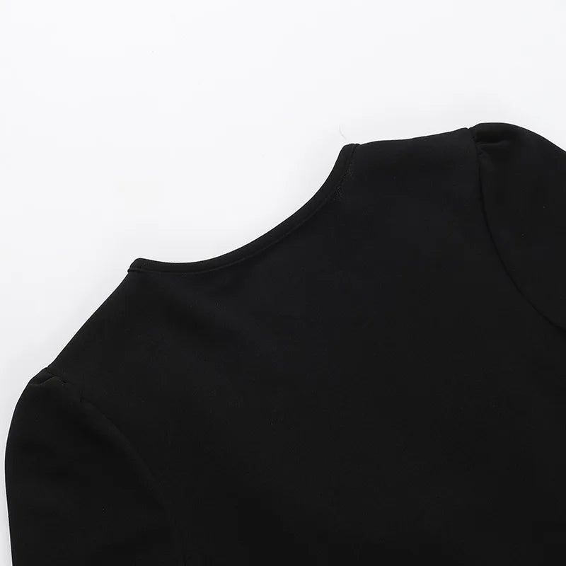 Sexy Low Cut Long Sleeve Pleated Mini Dress Women Elegant Wrap Waist Slim Party Vestido Spring Fall Harajuku Y2K Clothes