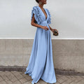 Simona Premium Dress with Ruffled Sleeves Chic Silhouette Collection