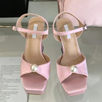 White Pink Chunky Platform Sandals for Women