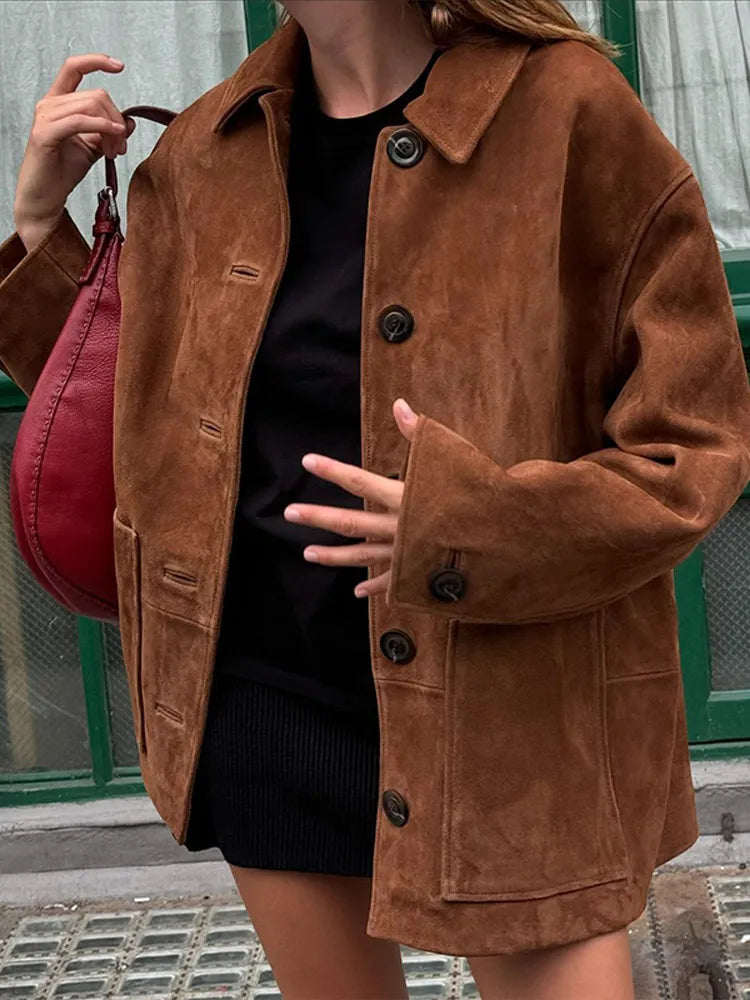 | Retro coat with lapel collar