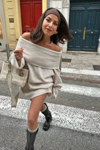 Strapless Long Sleeve Mini Dress with High Waist