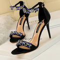 Rhinestone Open Toe High Heel Sandals for Women by New Designer