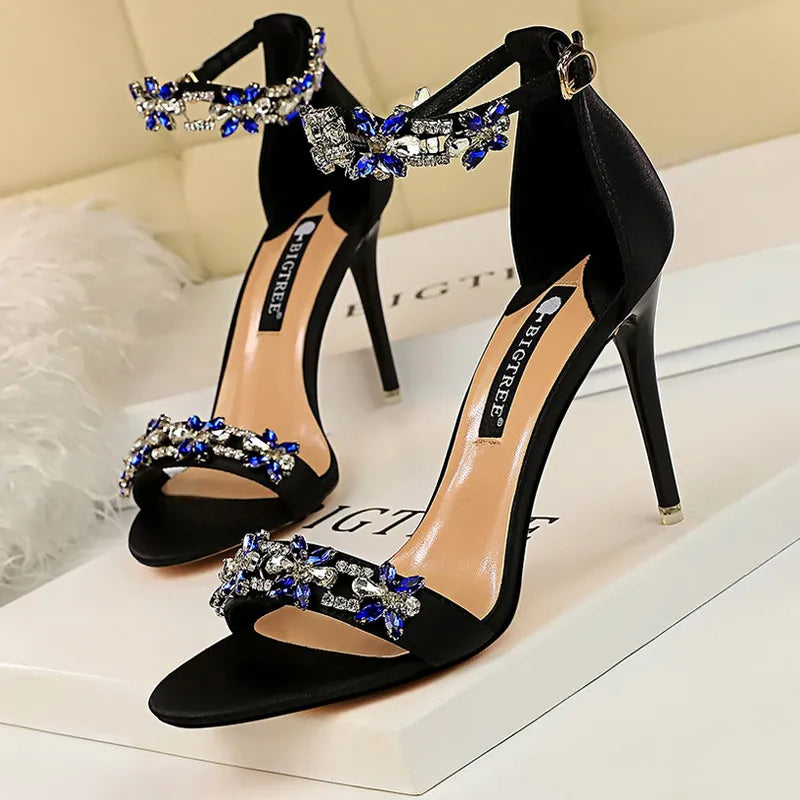 Rhinestone Open Toe High Heel Sandals for Women by New Designer