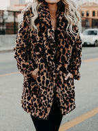 | Beige leopard print winter coat