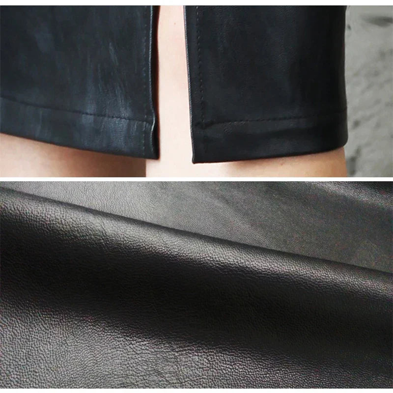 AmyVictoria | Sleek Black Leather Pencil Skirt
