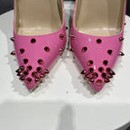 Pink Pointy Toe High Heel Shoes with Spikes for Women
