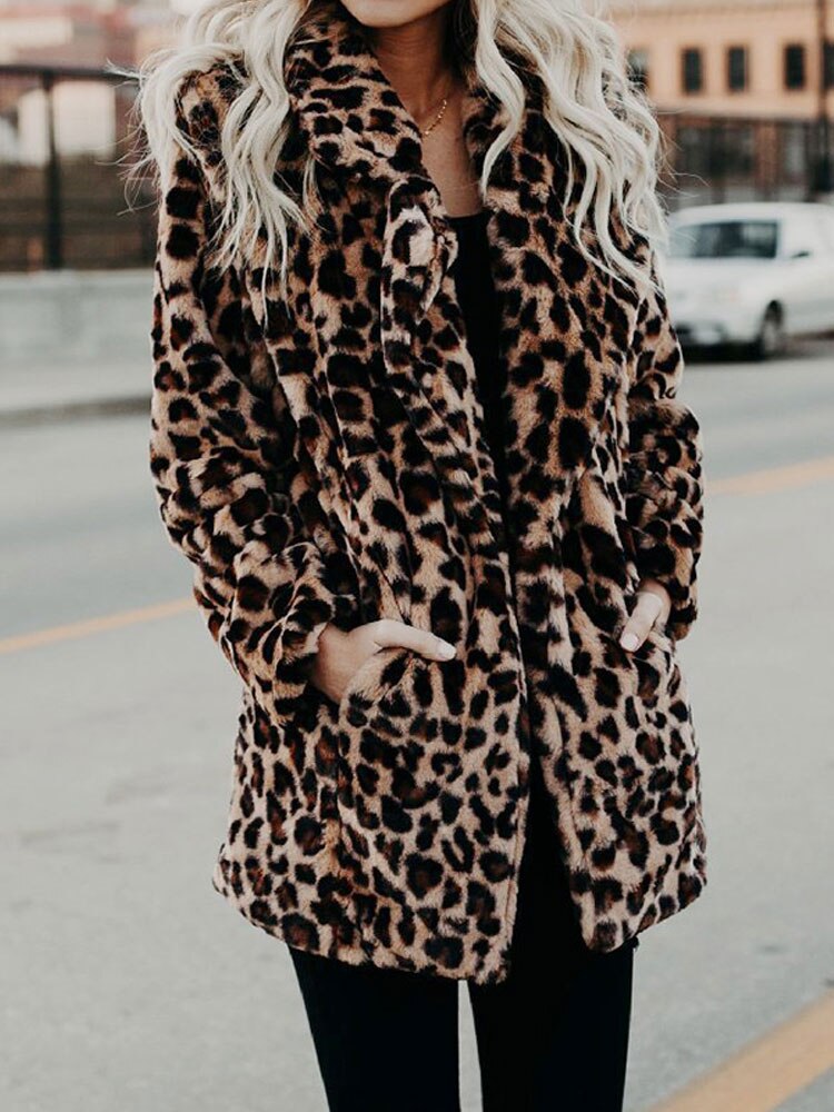 | Beige leopard print winter coat