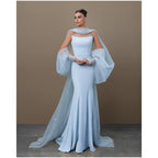 Blue Crystal Halter Prom Dress