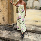 Strapless Loose Fit Tube Floral Dress