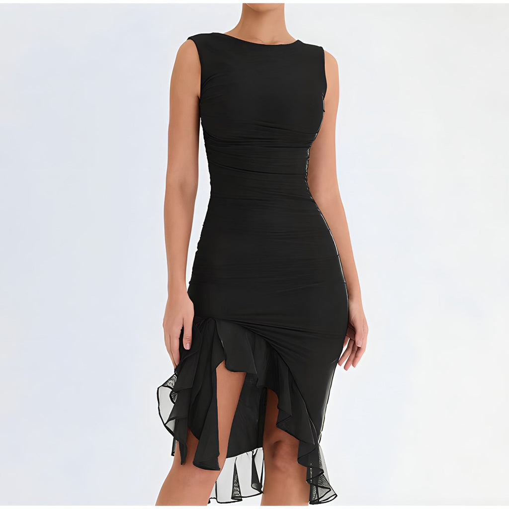 Irene Elevated Midi Dress with Ruffles Occasion Wear