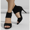 Fashion Ankle Boots Women Comfort Peep Toe Knitted Stretch Stilettos Thin Heels