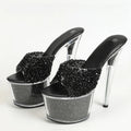 17CM Peep Toe Party Club Strip Pole Dance Shoes Extreme High Heels