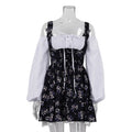 New Puff Sleeve Patchwork Print Dresses Sexy Spaghetti Strap Lace Up Short Bubble Dresses Women Summer Party Vacation Dress