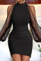 Mesh Sequin Bodycon Mini Dress