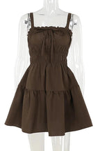 Elegant Patchwork Mini Dress with Elastic Waist