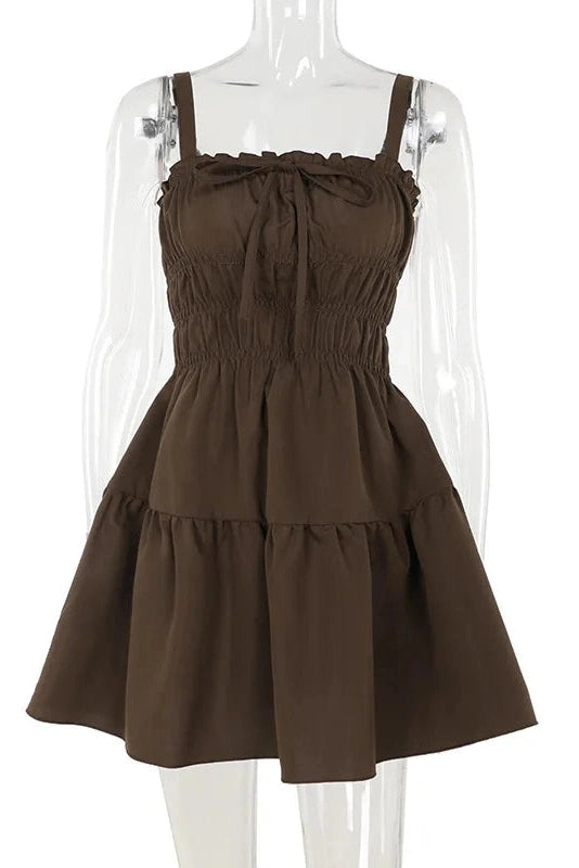 Elegant Patchwork Mini Dress with Elastic Waist
