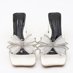 Green Transparent Low Square Heel Women's Slippers