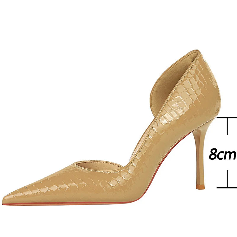Patent Leather Women Pumps 8 Cm Stilettos for Banquets and Parties