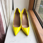Glossy Yellow Pointy Toe High Heel Party Shoes for Women