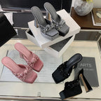 Sequin Cloth Pleated Platform Slide Shoes for Women