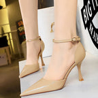 8 Cm Heels Women Pumps in Patent Leather with Snake Pattern Design and Kitten Heels