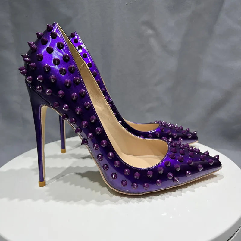 Sexy Dark Purple Patent Pointy Toe High Heel Shoes for Women