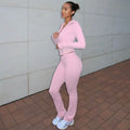 Hooded Zipper Skinny Knit Set