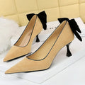 Bowknot Suede Female Kitten Heels Pumps - Spring New High-heels