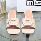 Women's high-heeled summer sandals with square buckle in new plus size