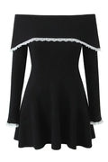 Off-Shoulder Lace Patchwork Mini Dress