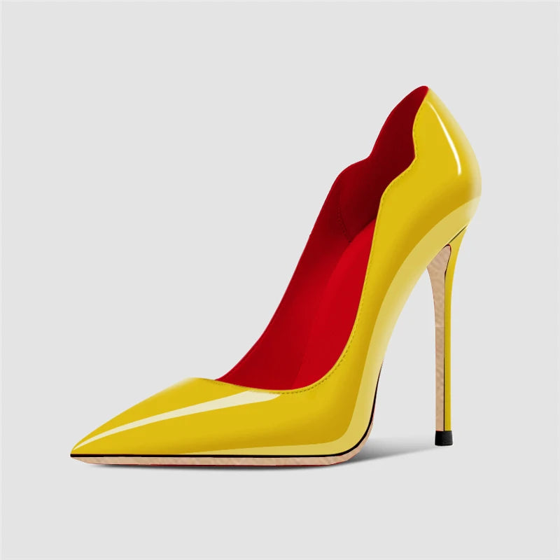 Black Patent Pointed Toe Stiletto High Heels for Women