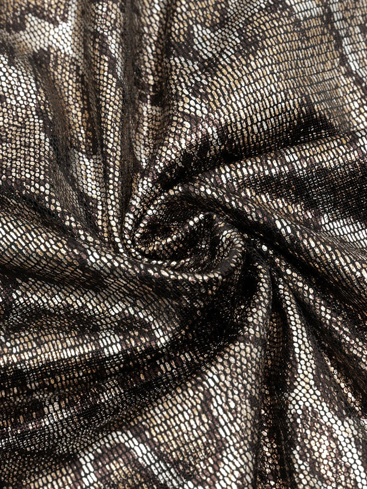 Python Snake Pattern Cut Out Dress with Chain