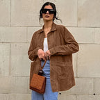 Vintage Suede Women's Jackets Casual Turn-down Collar Female Coat 2024 Autumn Fashion Single Breasted Lady Jacket Outwear