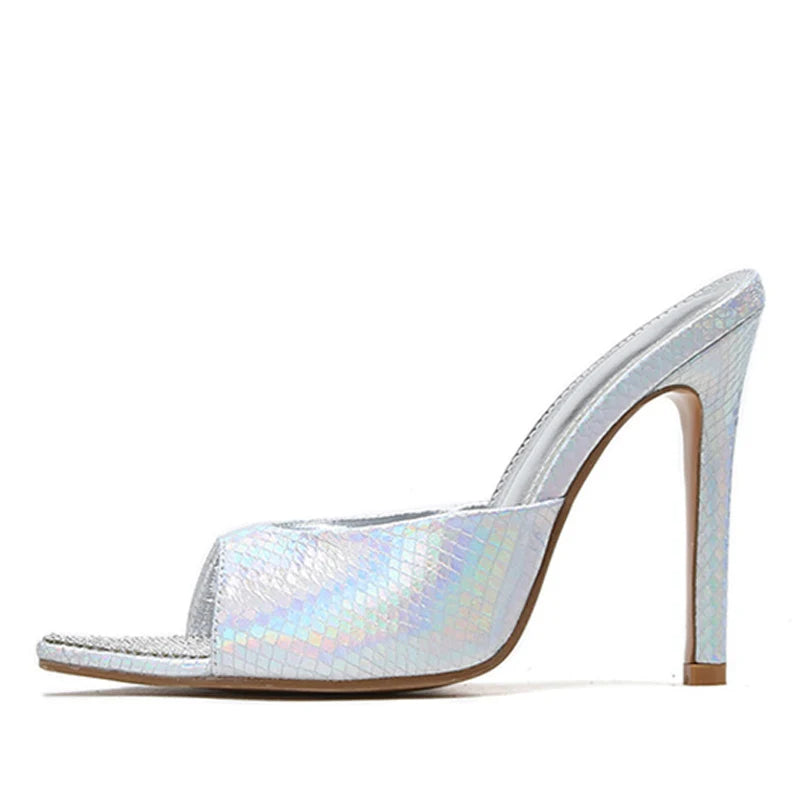 Summer Thin High Heels Rhinestone Slippers for Sexy Party Strippers