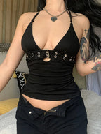 Y2K Bandage Backless Lace Up Mini Cami Top